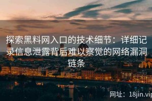 探索黑料网入口的技术细节：详细记录信息泄露背后难以察觉的网络漏洞链条