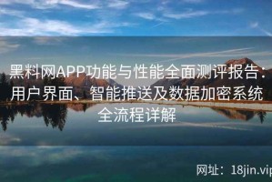 黑料网APP功能与性能全面测评报告：用户界面、智能推送及数据加密系统全流程详解