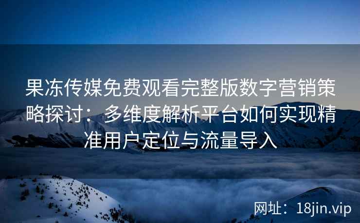 果冻传媒免费观看完整版数字营销策略探讨：多维度解析平台如何实现精准用户定位与流量导入